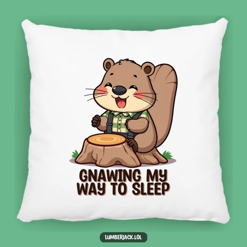 Funny Beaver Builder Pillow: Cozy Comfort with Humorous Woodland Vibes