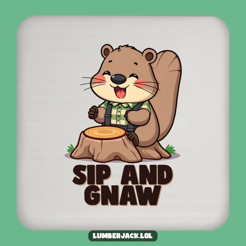 Funny Beaver Builder Drink Coaster: Protect Surfaces with Humorous Grit