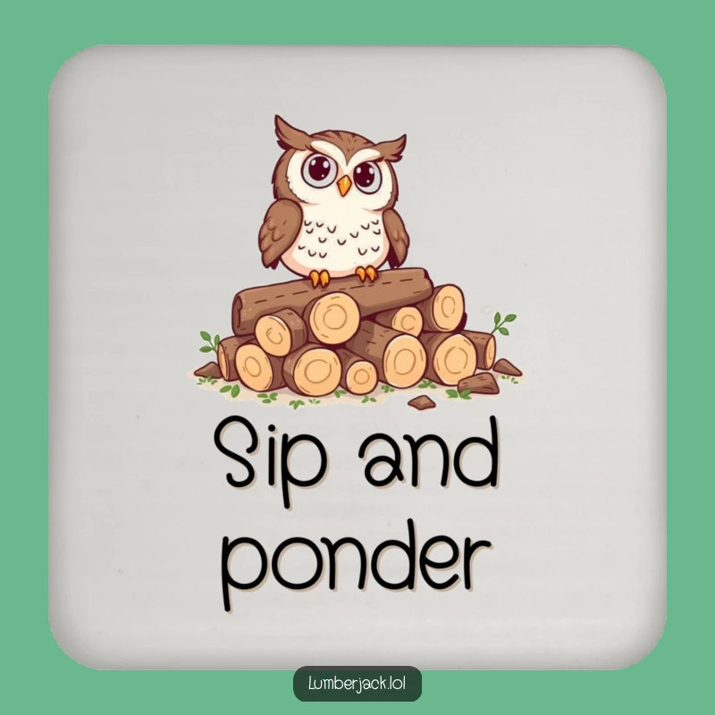 Funny Owl Log Pile Coaster - Protect Surfaces with Woodland Wit