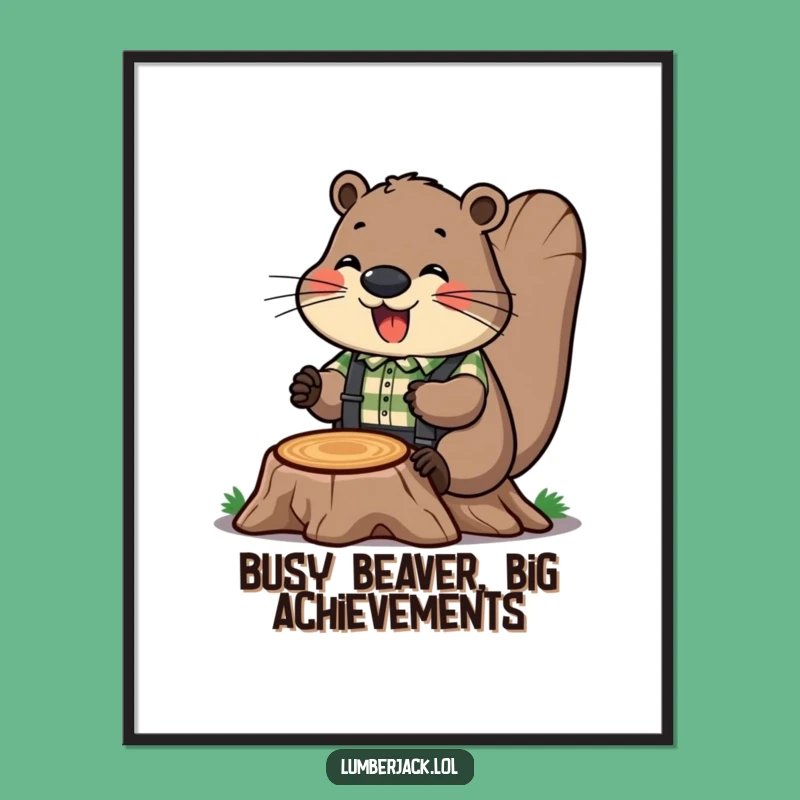 Free Printable Wall Art: Cheerful Beaver Character Art