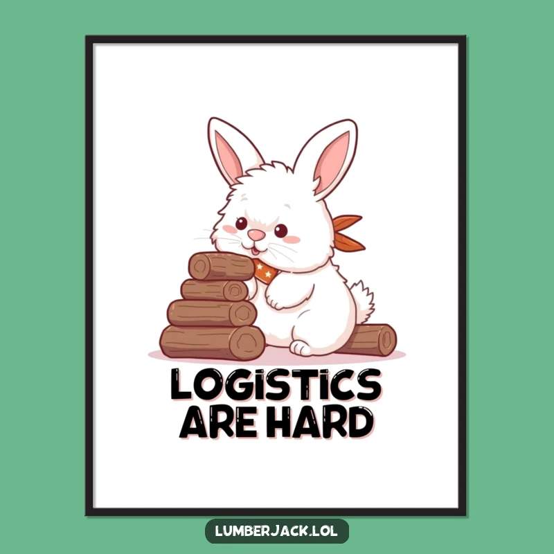 Funny Free Printable Wall Art: Rabbit Stacking Logs, Hilarious Downloadable Art for Your Home