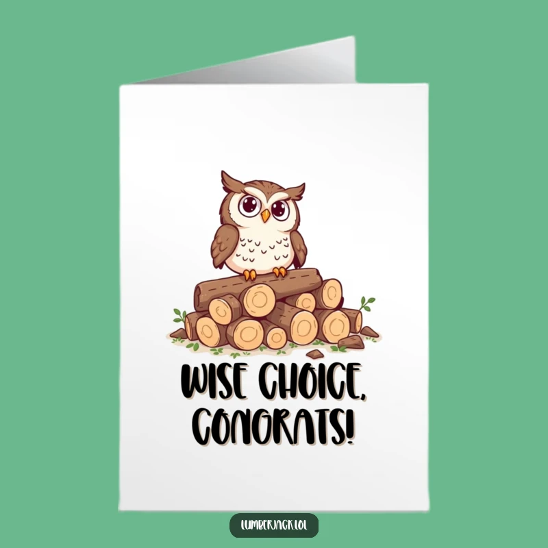 Free Printable Congrats Card: Bewildered Owl on Logs, Humorous DIY Downloadable Gift