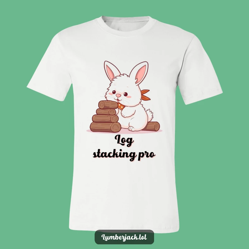 Funny Rabbit Log Stacker T-Shirt - Comical Woodland Animal Tee Gift