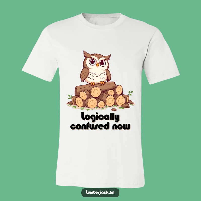 Funny Owl Log Pile T-Shirt - Perplexed Bird Tee Gift