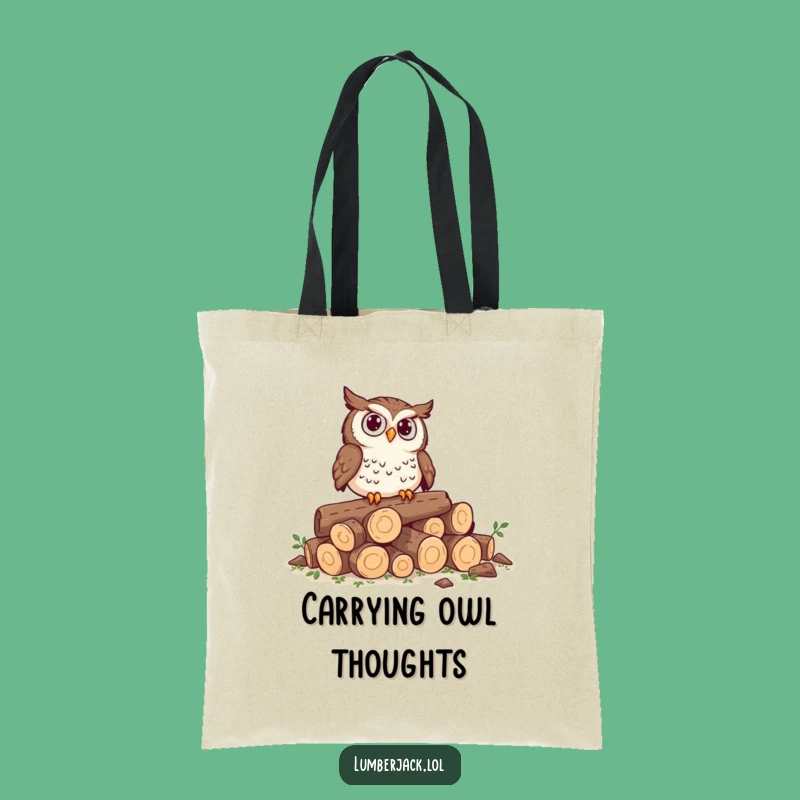 Funny Owl Log Pile Tote Bag - Chic & Thoughtful Woodland Accessory